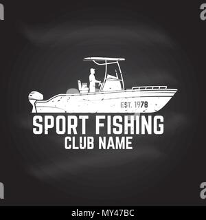 Hipster Fishing Club an die Tafel. Vector Illustration. Konzept für Hemd oder Logo, Print, Stempel oder T-Stück. Vintage Typografie Design mit Angeln bo Stock Vektor