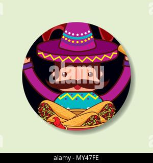 Charakter Mann, Burritos mexikanisches Essen Vector Illustration Stock Vektor