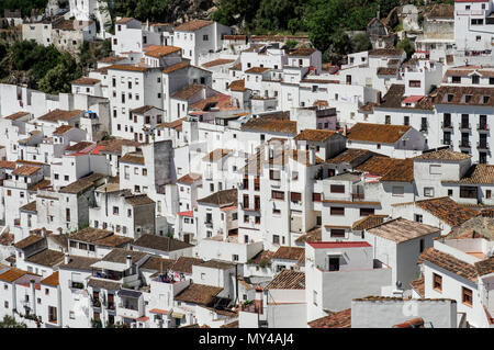 Schönen Andalusischen "Pueblo Blanco" - Weiß getünchte Dorf Casares in der Provinz Malaga, Spanien Stockfoto