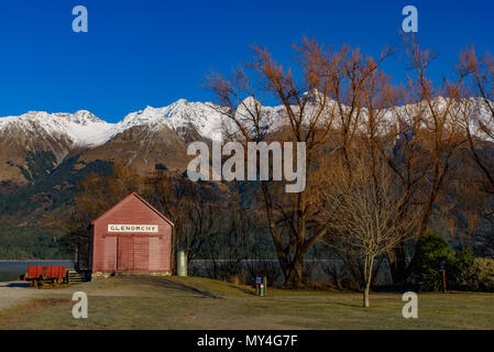 Glenorchy Haus am Ufer des Lake Wakatipu, Neuseeland Stockfoto