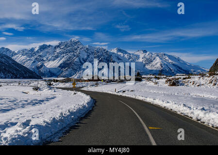 Hooker Valley Walk im Winter, Aoraki/Mt Cook National Park, Neuseeland Stockfoto