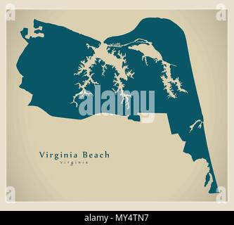 Moderne Stadtplan - Virginia Beach VA Stadt der USA Stock Vektor