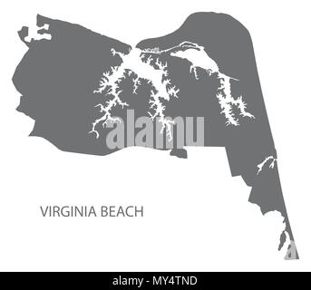 Virginia Beach VA Stadtplan Grau Abbildung silhouette Form Stock Vektor