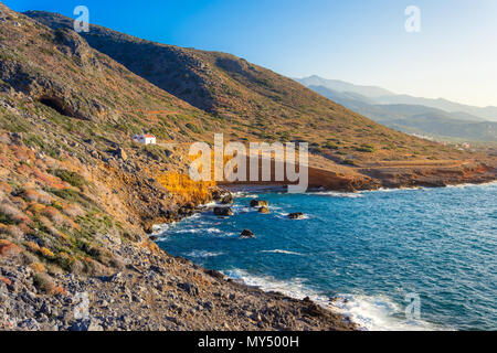 Blick auf das traditionelle griechische Dorf Milatos, Kreta, Griechenland. Stockfoto