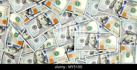 Einhundert dollar Haufen als Hintergrund, Hintergrund von Dollar Stockfoto