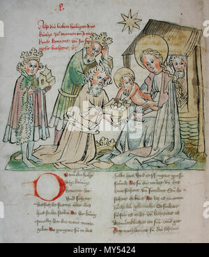 . Stadtbibliothek Mainz HS II 64 (Historienbibel, Werkstatt Diebold Lauber, 2. Viertel 15. Jh.). 2. V. 15. Jh.. Werkstatt des Diebold Lauber 247 Hs II 64 Stockfoto