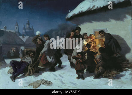 . Englisch: Konstantin Trutovsky. Weihnachtslieder im Little Russland Русский: Константин Трутовский. Колядки в Малороссии. Ende des 19. Jahrhunderts. Konstantin Trutovsky (1826-1893) 537 Trutovsky Konstantin Malorossii Kolyadki v Stockfoto