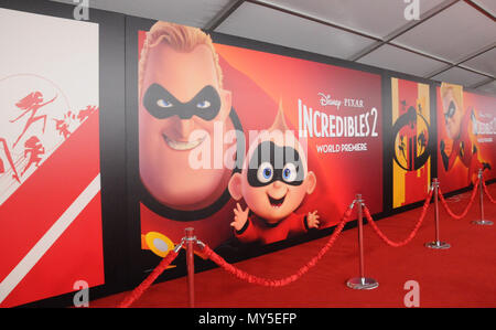 Los Angeles, USA. 5 Jun, 2018. Eine allgemeine Ansicht der Atmosphäre bei der Weltpremiere von Disney und Pixars "Incredibles2" am El Capitan Theatre am 5. Juni in Los Angeles, Kalifornien 2018. Foto von Barry King/Alamy leben Nachrichten Stockfoto