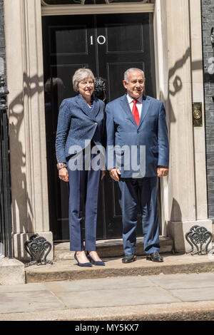 London, 6. Juni 2018 Benjamin Netanjahu, Ministerpräsident von Israel visits Downing Street, Kredit Ian Davidson/Alamy leben Nachrichten Stockfoto