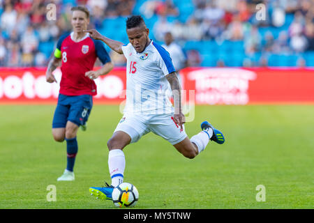 Ullevaal Stadion, Oslo, Norwegen. 6. Juni, 2018. Internationaler Fußball-freundlich, Norwegen gegen Panama; Erick Davis von Panama in Aktion: Aktion plus Sport/Alamy leben Nachrichten Stockfoto