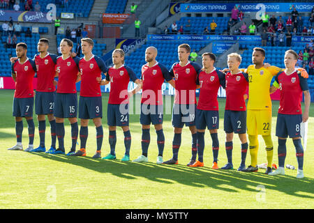 Ullevaal Stadion, Oslo, Norwegen. 6. Juni, 2018. Internationaler Fußball-freundlich, Norwegen gegen Panama; Norwegen team Line up Credit: Aktion plus Sport/Alamy leben Nachrichten Stockfoto