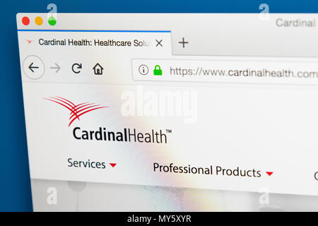 LONDON, UK, 29. Mai 2018: Die Homepage der offiziellen Website für Cardinal Health Inc - die Health Care Services Unternehmen in Ohio, am 29. Mai Stockfoto