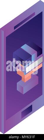 Futuristische Mann in Smartphone isometrische avatar Vector Illustration Design Stock Vektor