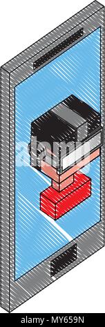 Futuristische Mann in Smartphone isometrische Avatar Stock Vektor