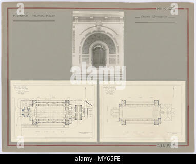 . Français: piscine municipale Saint-Georges, Rennes. Français: piscine municipale Saint-Georges: planche d'Emmanuel Le Ray, architecte Municipal de Rennes, Composée d'une / noir et Blanc de l'entrée principale (22 x 17 cm) et de deux Pläne (rez-de-chaussée et Tribünen), à l'Échelle 1/100 (28,5 x 20 cm). Archives Municipales de Rennes, 10 FI 12. . 1926. Emmanuel Le Ray (1859 - 1936) Beschreibung der französische Architekt Geburtsdatum / Tod 17. November 1859 28. November 1936 Ort der Geburt / Todes Rennes Rennes Authority control: Q 3052762 VIAF: 73530168 ISNI: 0000 0001 1833 471 X Stockfoto