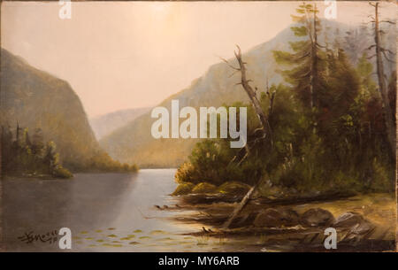 . Englisch: Echo Lake, Gemälde von Nelson Augustus Moore, genaues Datum unbekannt (vor 1902). Öl auf Leinwand; 8" x 13". Derzeit (April 2012) im Besitz der Jackson historische Gesellschaft, zum Verkauf. . Vor 1902. 370 Moore Echo Lake Stockfoto