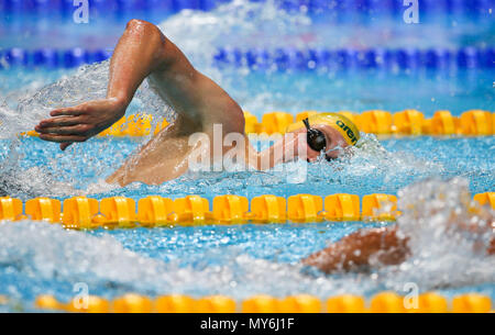 BUDAPEST, Ungarn - 23. Juli: Mack Horton von Australien in den Vorläufen der mens 400 m Freistil bei Tag 10 der FINA Wm im Duna Arena am 23. Juli 2017 in Budapest, Ungarn. (Foto von Roger Sedres/ImageSA/Gallo Bilder) Stockfoto