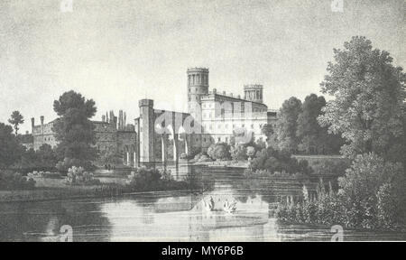 . English: Schloss Muskau, umbauentwurf von Schinkel, Tafel XX der "Andeutungen über Landschaftsgärtnerei". 6 Juni 2015, 16:24:53. August Wilhelm Ferdinand Schirmer 39 Andeutungen Tafel XX Stockfoto