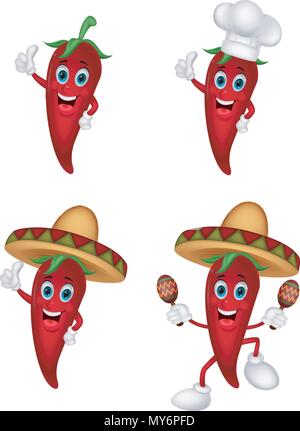 Cartoon chili Sammlung Stock Vektor