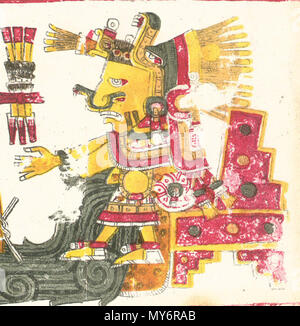 . Englisch: eine Zeichnung von Chalchiuhtlicue, einer der Gottheiten im Codex Borgia Español beschrieben: Ilustración de Chalchiuhtlicue, una de las deidades descritas en el Códice Borgia. Präkolumbianische. Unbekannt 104 Chalchiuhtlicue 2 Stockfoto