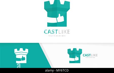 Vektor Burg und wie Logo Kombination. Turm und beste Symbol oder das Symbol. Einzigartige Festung und Wahl Logo Design Template. Stock Vektor