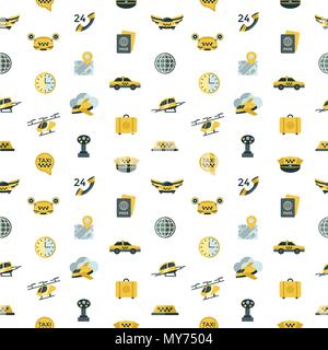 Digitale Vektor flying Taxi drone Icon Set pack Abbildung, einfache Linie Flat Style nahtlose Muster Stock Vektor
