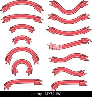 Einstellen der verschiedenen Bänder mit Streifen, Red Tape banner Sammlung, Vektor, Abbildung Stock Vektor