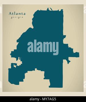 Moderne Stadtplan - Atlanta Georgia Stadt der USA Stock Vektor
