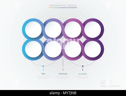 Vektor Infografik 3d Kreis label Template Design. Infograph mit 8 Anzahl Optionen oder Stufen. Infografik Element für Layout, Prozessdiagramm, Teile, c Stock Vektor