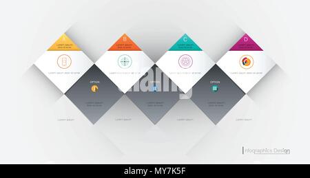 Vektor Infografik 3d geometrische Label, Template Design. Geschäftskonzept, Infograph mit 4 Anzahl Optionen, Schritte oder Verfahren. Infografik Element verwenden Stock Vektor