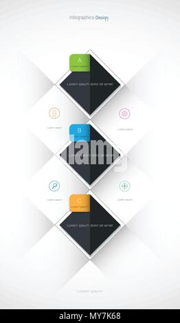 Vektor Infografik timeline Design Template mit 3D-Papier Etikett, Integrierte geometrische Hintergrund. Time line Infografik für Inhalt, Business Stock Vektor