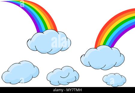 Der Regenbogen mit Wolken. Vector Illustration. Stock Vektor