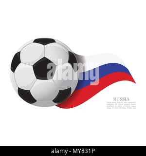 Russland wehende Flagge mit einem Fußball. Fußball Team Support Konzept Stock Vektor