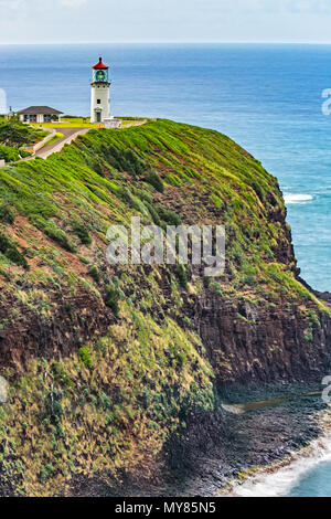 Panorama Blick auf den Leuchtturm von Kilauea auf Kauai Stockfoto