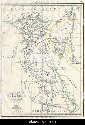 . Egypte Ancienne. Englisch: Dieses ist ein wunderschönes, 1837 Kupferstich Lithographie Karte des alten Ägypten, Nubien und Abyssina. Diese entspricht in etwa der modernen Nationen von Ägypten, Sudan und Äthiopien. Umfasst die alten Nationen von Oberägypten, Unterägypten, Heptanomis, Arabien, und Judäa, und Petra. Topographische details in Hülle und Fülle. Text in Französisch oder Latein. . 1837 6 1837 Malte-Brun Karte des alten Ägypten, Nubien (Sudan) und Abessinien (Äthiopien) - Geographicus - EgyptAncient-MB-1941 Stockfoto