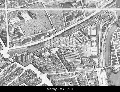 184 Pont de l'Arsenal sur le plan de Turgot (1734 - 1736) (DÉTAIL) Stockfoto