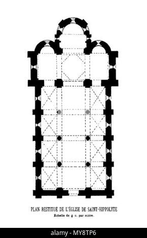 425 Plan de l'église Saint Hippolyte de Bonnay Stockfoto