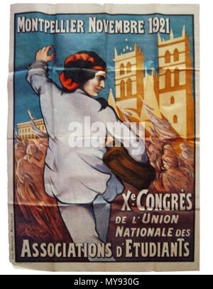 . Français: Affiche du dixième congrès de l'Union nationale des étudiants de France. Vom 3. März 2013, 18:19:15. Union nationale des étudiants de France 11 1921-10 emecongres-unef Stockfoto