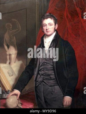 . Englisch: Sir Anthony Carlisle (15 Feb 1768-2 Nov 1840). 170 mm x 205 mm Miniatur portrait in Emaille auf Kupfer. 1827. Henry Knochen (6 Feb 1755-17 Dez 1834) 43 Anthony Carlisle von Henry Knochen Stockfoto