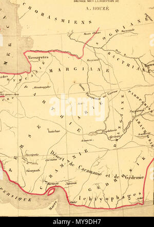 . Français: Carte de l'Empire des Perses. Pour servir à l'Intelligence des Livres d'Esdras, de Nehemias, de Tobie, de Judith, d'Ester, de Job et des Prophetes. Depuis 588 jusqu'a 536 avant J.C. Epoque ou endlichen La captivite. Dressee sous la Direction de A. Houze. (In der oberen Rand :) Atlas histque. (Et) geogque.de la Terre Sainte. Carte VIII. (Paris, Chez S. Dumenil, Editeur, rue des Beaux-Arts, 10. 1844). 1844. Antoine Philippe Houze 44 Antoine Philippe Houze. L'Empire des Perses. 1844 (M) Stockfoto