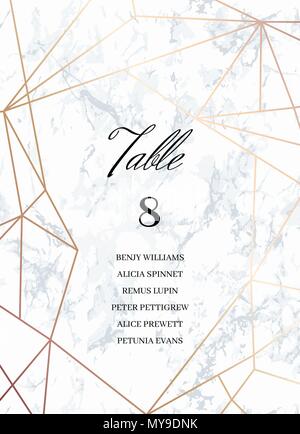 Hochzeit Vorlage. Tv Karte mit Gästeliste. Stock Vektor