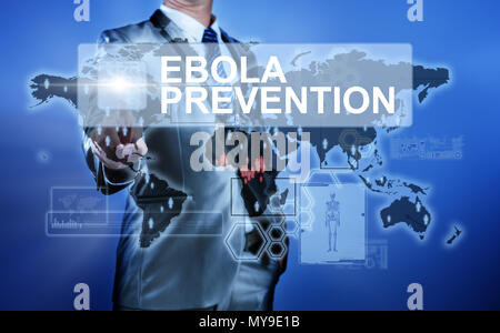 Mann in Anzug, Entscheidung über Ebola Prävention Stockfoto