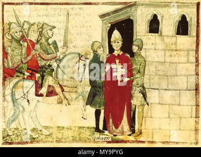 . Čeština: BONIFÁC VIII ve vězení v Anagni. 14. Jahrhundert. Giovanni Villani 50 ArrestoBonifac 8. Stockfoto
