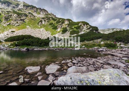 Erstaunliche Landschaft des Oberen Muratovo See, Pirin-gebirge, Bulgarien Stockfoto