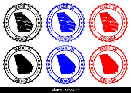 In Georgien - Stempel - Vektor, Georgia (Vereinigte Staaten von Amerika) Karte Muster - Schwarz, Blau und Rot Stock Vektor