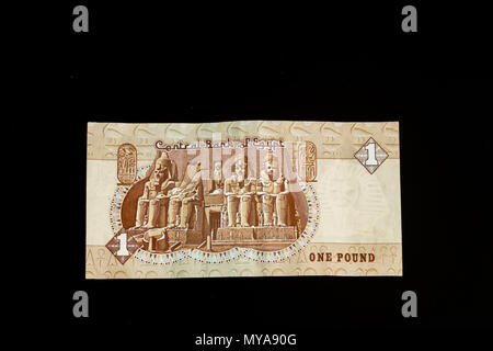 Ägyptische Banknote, Tempel von Ramses II in Abu Simbel, ein ägyptisches Pfund Stockfoto