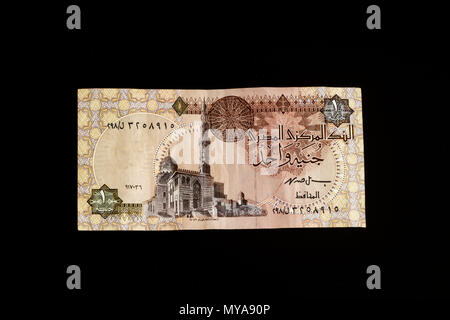 Ägyptische Banknote, Tempel von Ramses II in Abu Simbel, ein ägyptisches Pfund Stockfoto