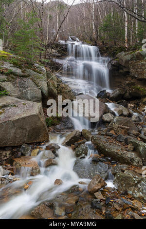 Ein Saisonaler Wasserfall in einem alten Erdrutsch Pfad auf der Westflanke des Mount Lafayette in Franconia Notch, New Hampshire in den Frühlingsmonaten. Diese Stockfoto