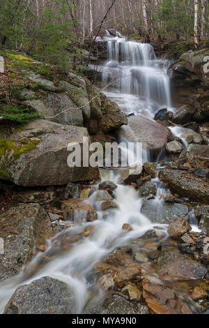 Ein Saisonaler Wasserfall in einem alten Erdrutsch Pfad auf der Westflanke des Mount Lafayette in Franconia Notch, New Hampshire in den Frühlingsmonaten. Diese Stockfoto