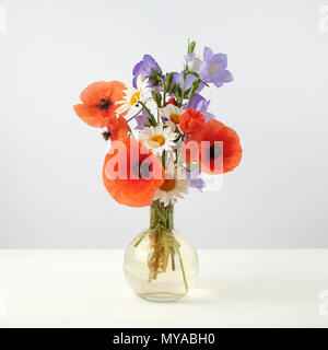 Bouquet von schönen Blumen Gänseblümchen Weizen und Mohn Stockfoto